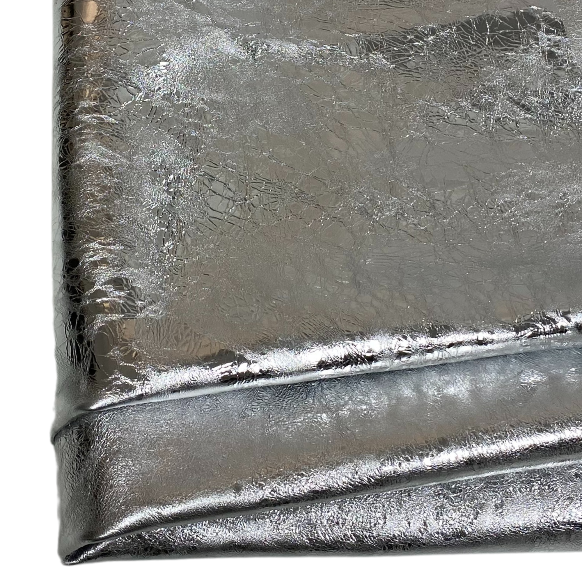 Echtleder ital. Lammnappa Metallic silber geprägt 0,7-0,9 mm